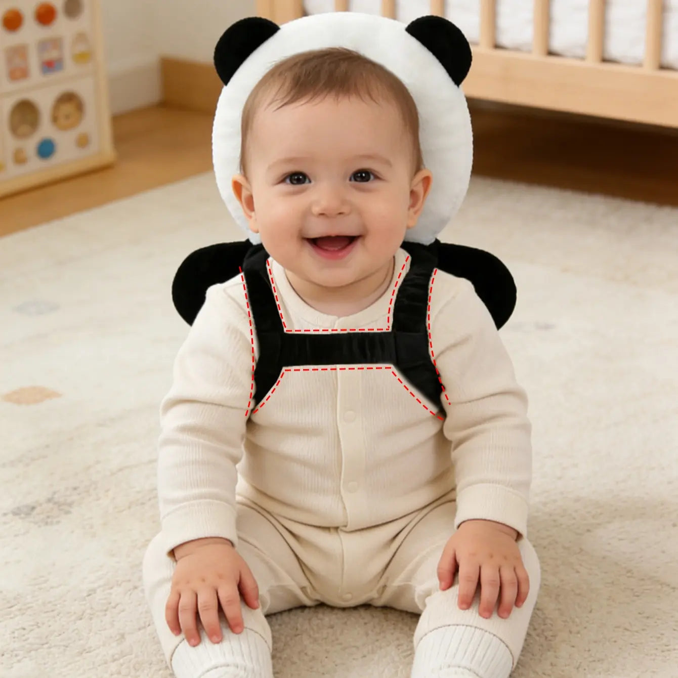 Baby Head Protector Cushion Backpack Harness for Walking & Crawling, Cute Christmas Elements, Unisex, Adjustable Toddler Safety Pad