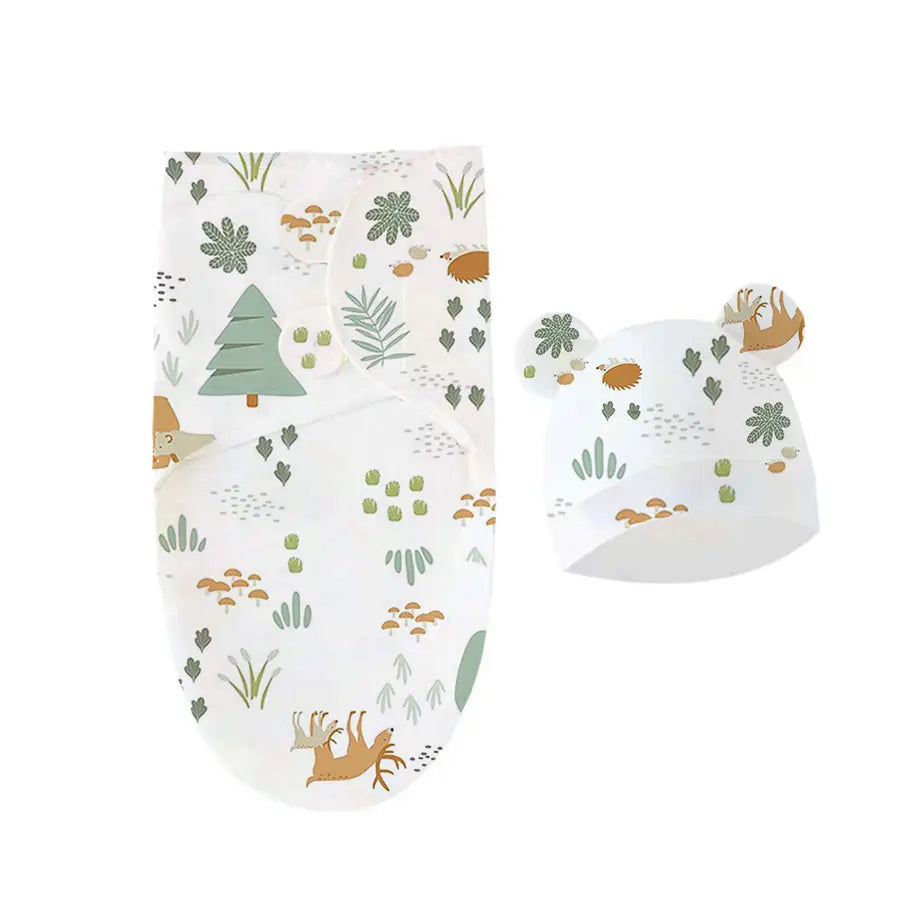 Baby Blanket Set with Hat, Soft Cute Baby Swaddle Wrap for Newborn 0-6 Months, Easy Wrapping, Christmas Halloween Thanksgiving Easter Gift, Multipurpose Comfy Bedding