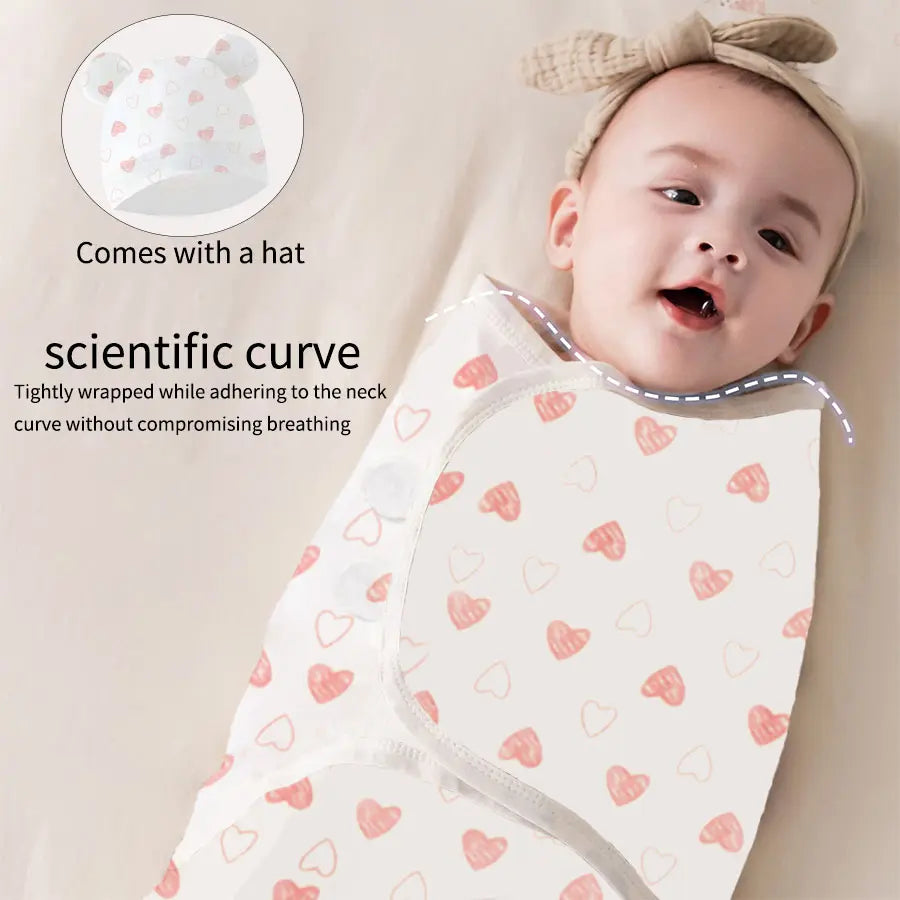 Baby Blanket Set with Hat, Soft Cute Baby Swaddle Wrap for Newborn 0-6 Months, Easy Wrapping, Christmas Halloween Thanksgiving Easter Gift, Multipurpose Comfy Bedding