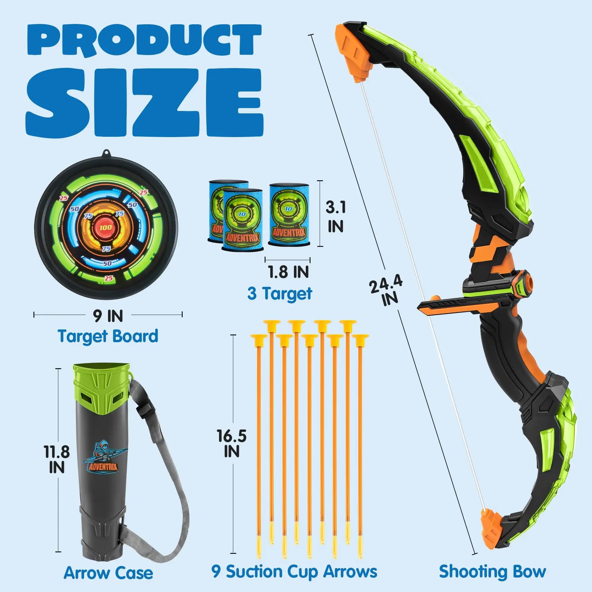 Kids Bow and Arrow Set with LED Flash Lights, Outdoor Archery Set. Toy with Suction Cup Arrows Great for Kids 6-12 Birthday Gift