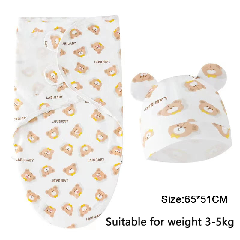 Baby Blanket Set with Hat, Soft Cute Baby Swaddle Wrap for Newborn 0-6 Months, Easy Wrapping, Christmas Halloween Thanksgiving Easter Gift, Multipurpose Comfy Bedding