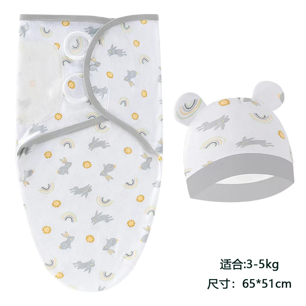Baby Blanket Set with Hat, Soft Cute Baby Swaddle Wrap for Newborn 0-6 Months, Easy Wrapping, Christmas Halloween Thanksgiving Easter Gift, Multipurpose Comfy Bedding