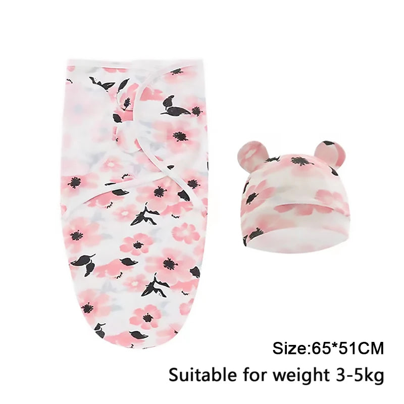 Baby Blanket Set with Hat, Soft Cute Baby Swaddle Wrap for Newborn 0-6 Months, Easy Wrapping, Christmas Halloween Thanksgiving Easter Gift, Multipurpose Comfy Bedding