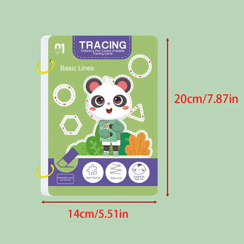 Children's Reusable Writing Workbook Set — 34 Pages with Erasable Pen