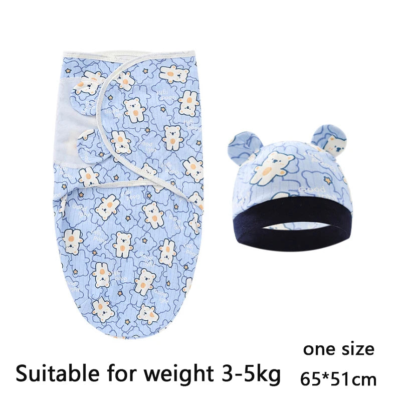 Baby Blanket Set with Hat, Soft Cute Baby Swaddle Wrap for Newborn 0-6 Months, Easy Wrapping, Christmas Halloween Thanksgiving Easter Gift, Multipurpose Comfy Bedding