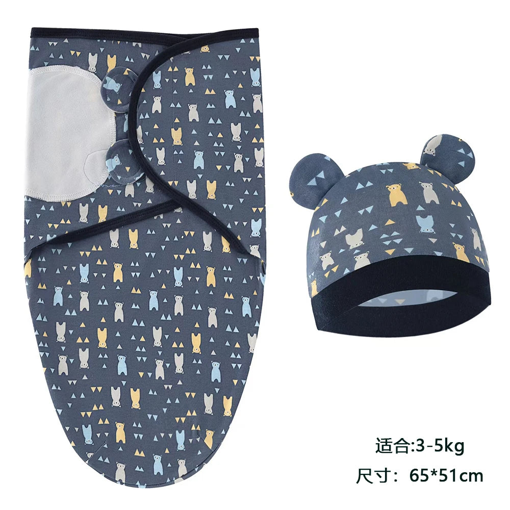 Baby Blanket Set with Hat, Soft Cute Baby Swaddle Wrap for Newborn 0-6 Months, Easy Wrapping, Christmas Halloween Thanksgiving Easter Gift, Multipurpose Comfy Bedding
