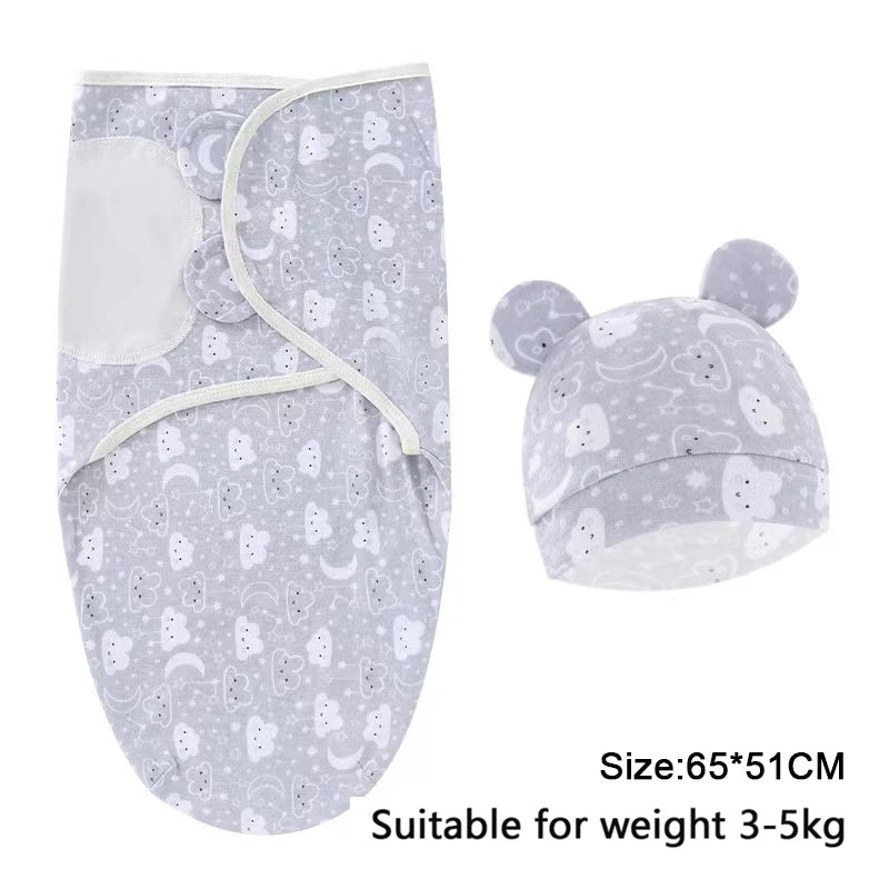 Baby Blanket Set with Hat, Soft Cute Baby Swaddle Wrap for Newborn 0-6 Months, Easy Wrapping, Christmas Halloween Thanksgiving Easter Gift, Multipurpose Comfy Bedding
