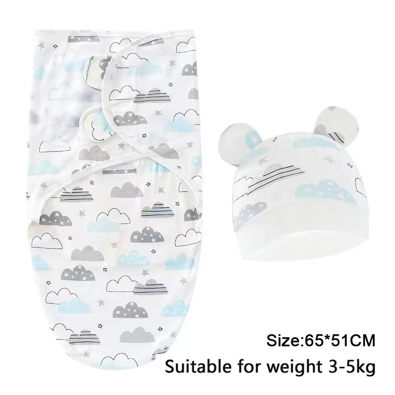 Baby Blanket Set with Hat, Soft Cute Baby Swaddle Wrap for Newborn 0-6 Months, Easy Wrapping, Christmas Halloween Thanksgiving Easter Gift, Multipurpose Comfy Bedding