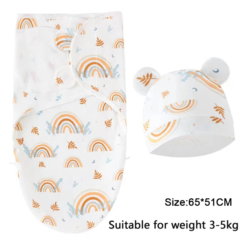 Baby Blanket Set with Hat, Soft Cute Baby Swaddle Wrap for Newborn 0-6 Months, Easy Wrapping, Christmas Halloween Thanksgiving Easter Gift, Multipurpose Comfy Bedding