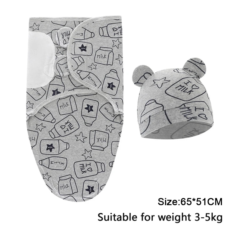 Baby Blanket Set with Hat, Soft Cute Baby Swaddle Wrap for Newborn 0-6 Months, Easy Wrapping, Christmas Halloween Thanksgiving Easter Gift, Multipurpose Comfy Bedding