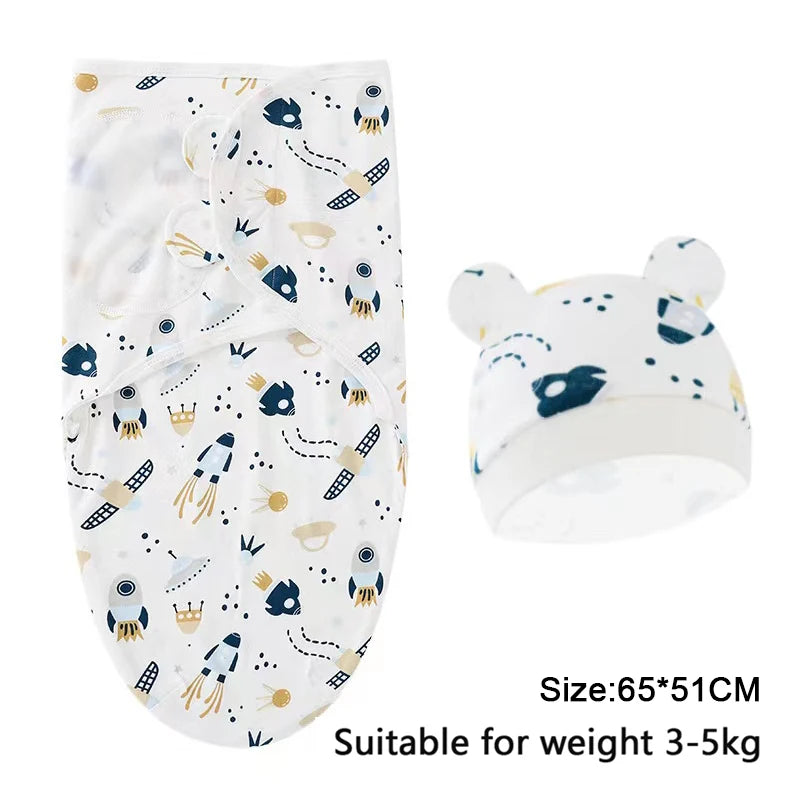 Baby Blanket Set with Hat, Soft Cute Baby Swaddle Wrap for Newborn 0-6 Months, Easy Wrapping, Christmas Halloween Thanksgiving Easter Gift, Multipurpose Comfy Bedding