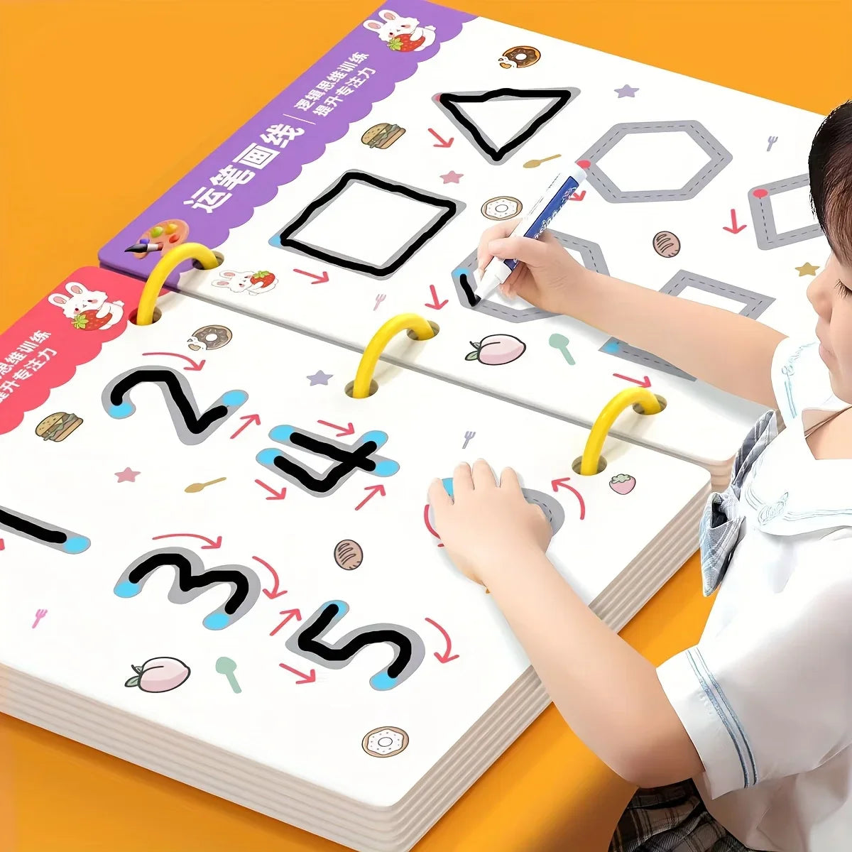 Children's Reusable Writing Workbook Set — 34 Pages with Erasable Pen