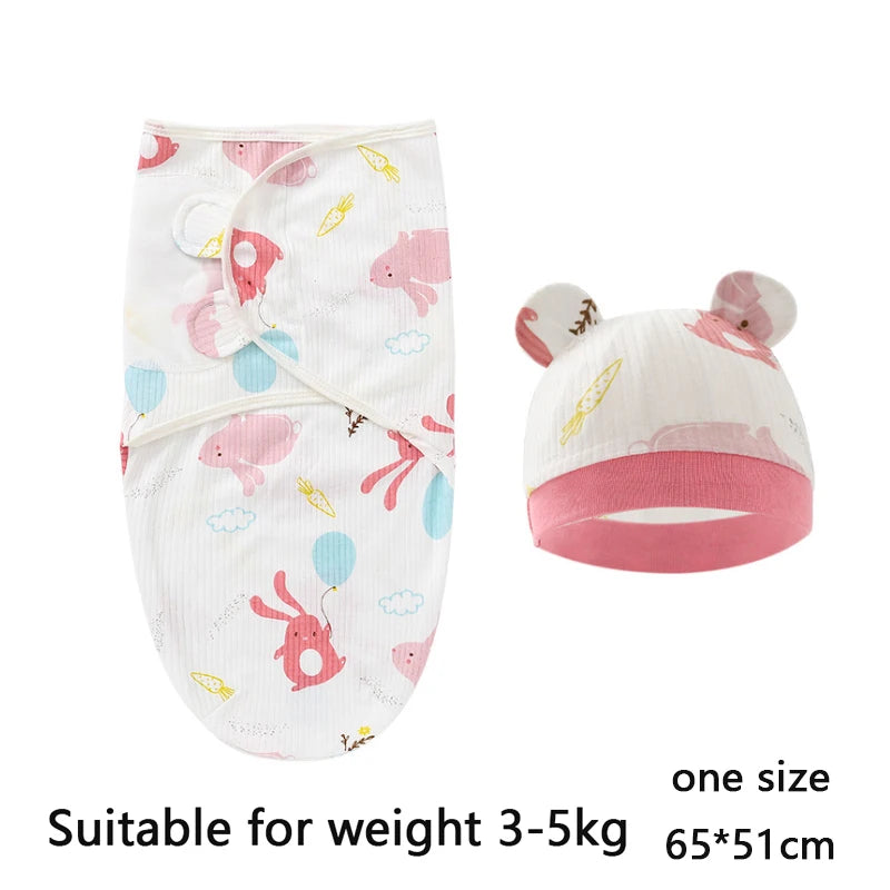 Baby Blanket Set with Hat, Soft Cute Baby Swaddle Wrap for Newborn 0-6 Months, Easy Wrapping, Christmas Halloween Thanksgiving Easter Gift, Multipurpose Comfy Bedding