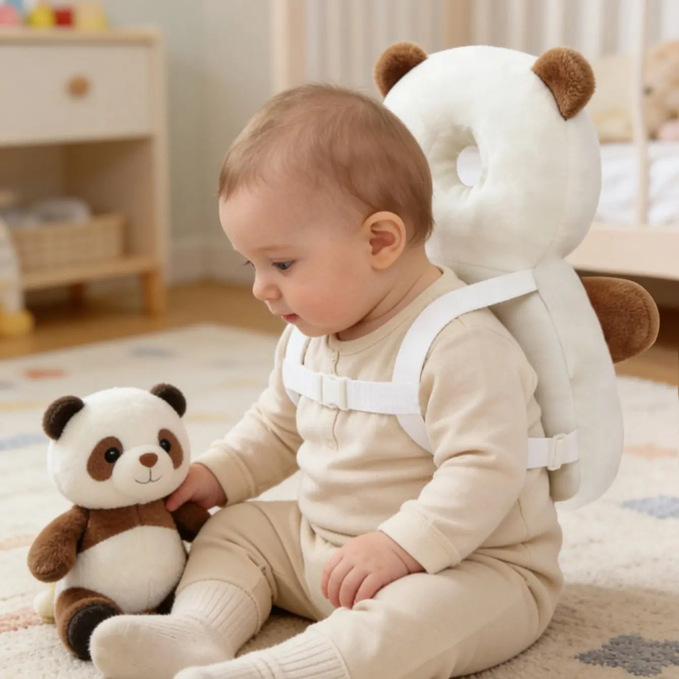 Baby Head Protector Cushion Backpack Harness for Walking & Crawling, Cute Christmas Elements, Unisex, Adjustable Toddler Safety Pad